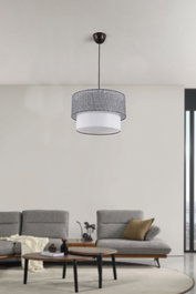 Opviq Lámpara de araña Gris y Blanco con pantalla de algodón